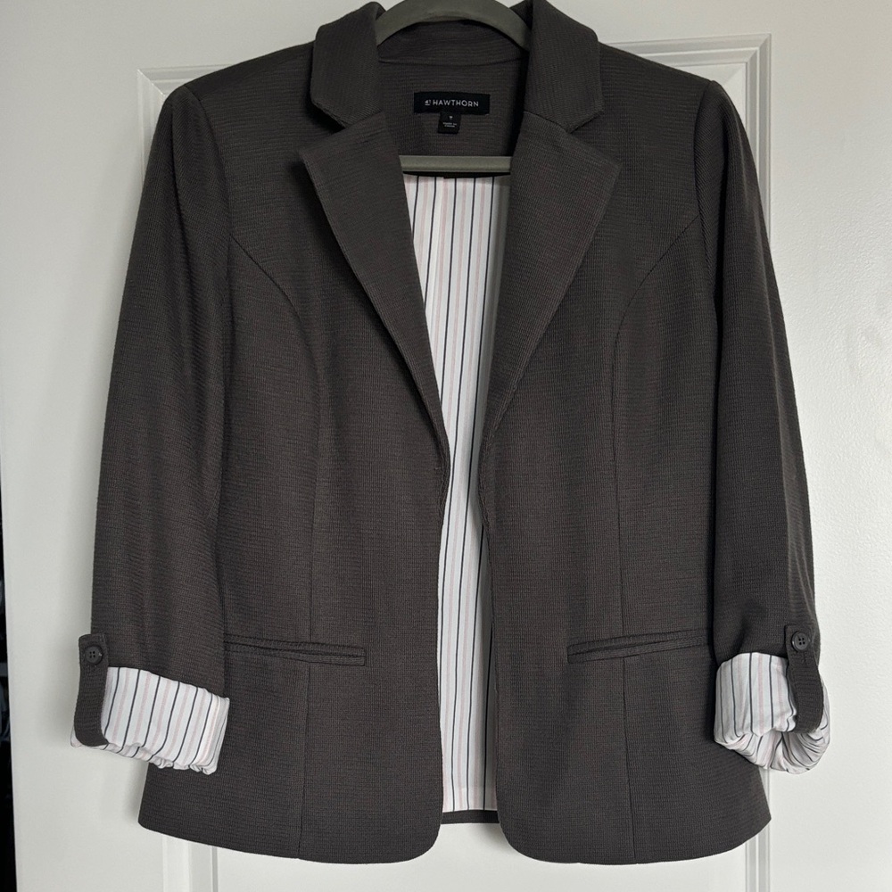 41 Hawthorn Dark Gray Blazer with Striped Lining